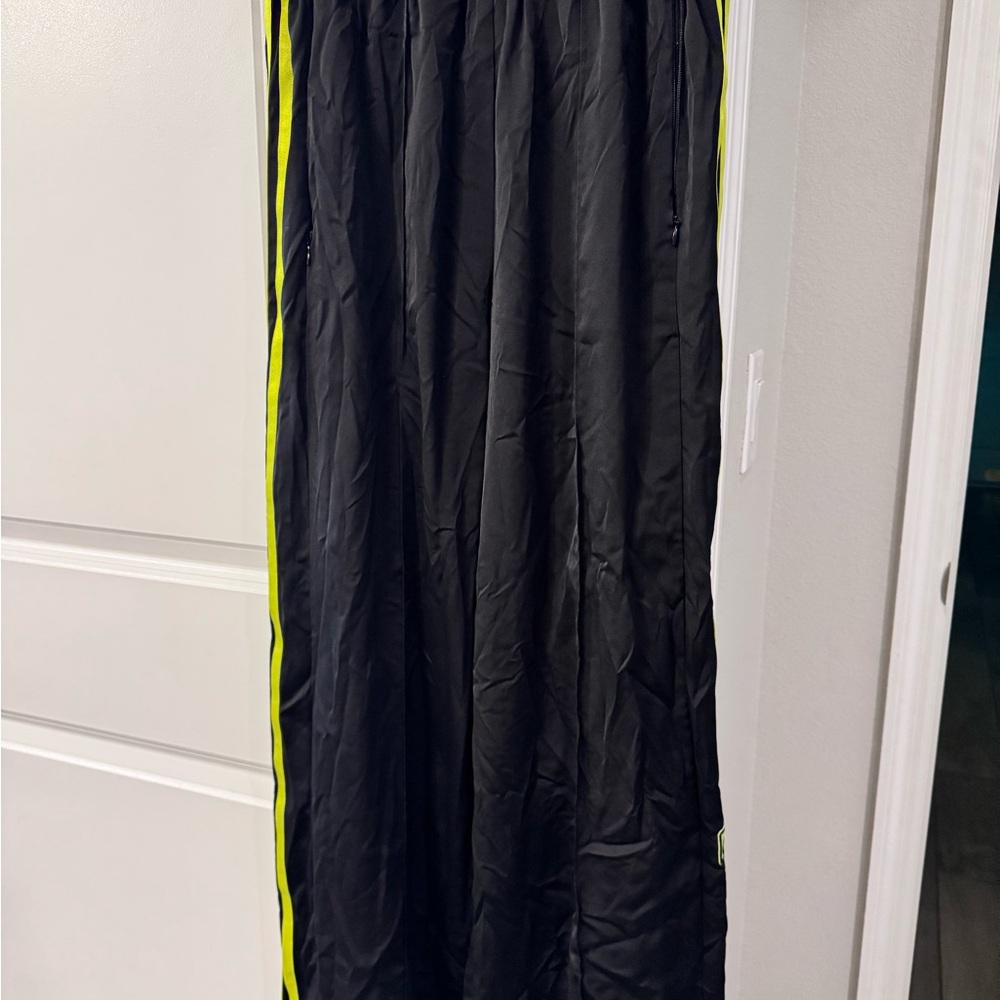 Adidas Black Pants with Bright Yellow Stripes
